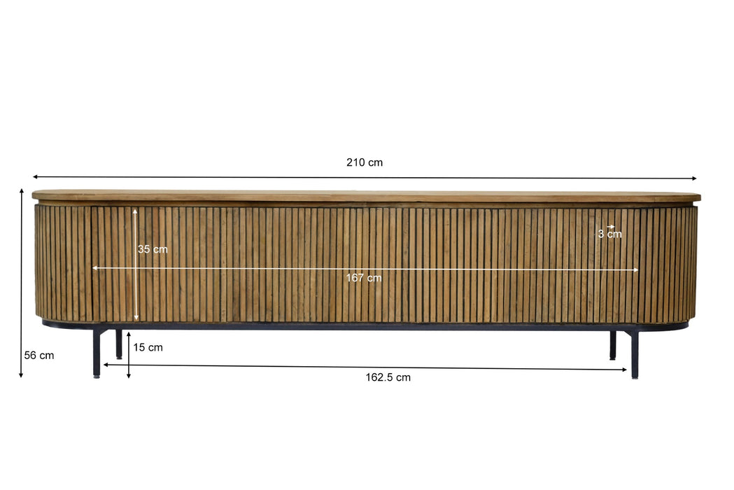 Kast Lausanne Teakhout Naturel hout 43x210x56 cm-TV-meubels-Livingfurn