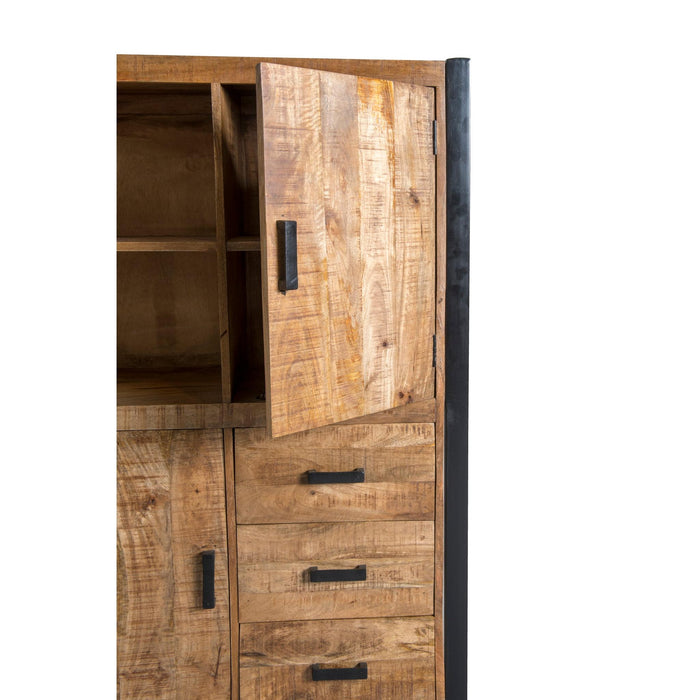 Kast Nairobi Mangohout Naturel hout 100x43x150 cm-Opbergkasten-Livingfurn