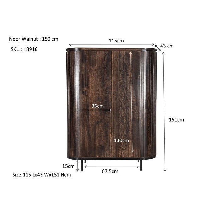 Kast Noor Mangohout Bruin 115x43x151 cm-Opbergkasten-Livingfurn