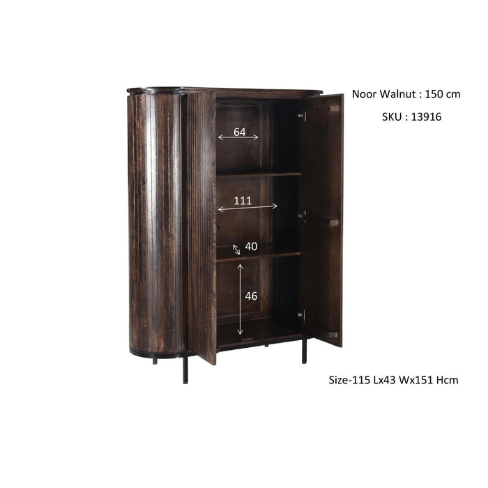 Kast Noor Mangohout Bruin 115x43x151 cm-Opbergkasten-Livingfurn