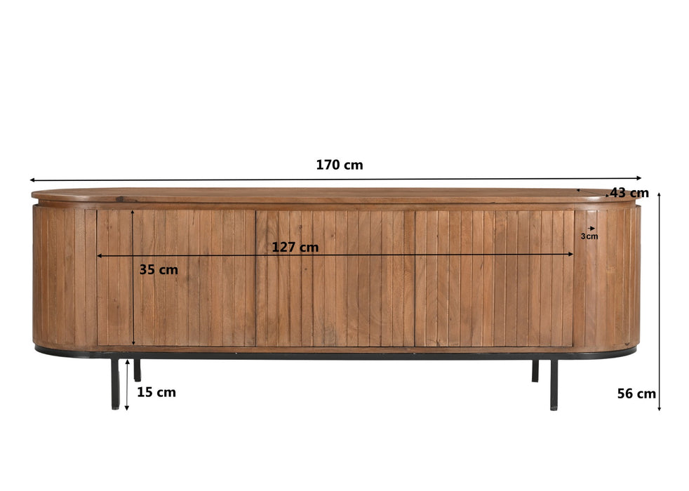 Kast Noor Mangohout Naturel hout 170x43 cm-Opbergkasten-Livingfurn