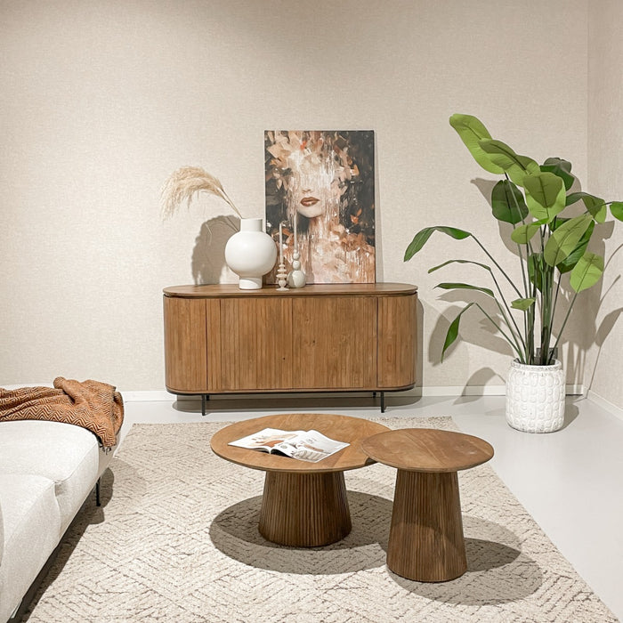 Kast Noor Mangohout Naturel hout 170x43x81 cm-Dressoirs-Livingfurn