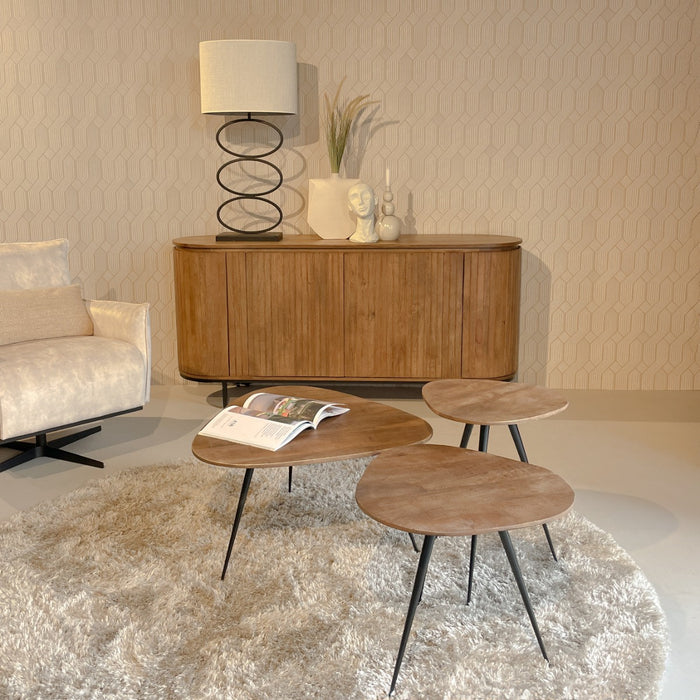 Kast Noor Mangohout Naturel hout 170x43x81 cm-Dressoirs-Livingfurn