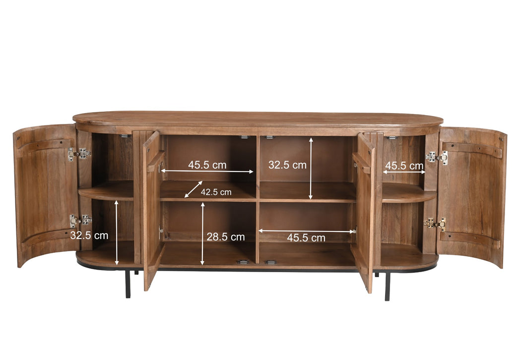 Kast Noor Mangohout Naturel hout 170x43x81 cm-Dressoirs-Livingfurn