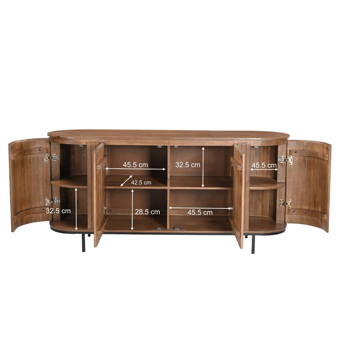 Kast Noor Mangohout Naturel hout 170x43x81 cm-Dressoirs-Livingfurn