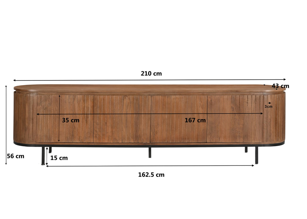 Kast Noor Mangohout Naturel hout 210x43x56 cm-TV-meubels-Livingfurn