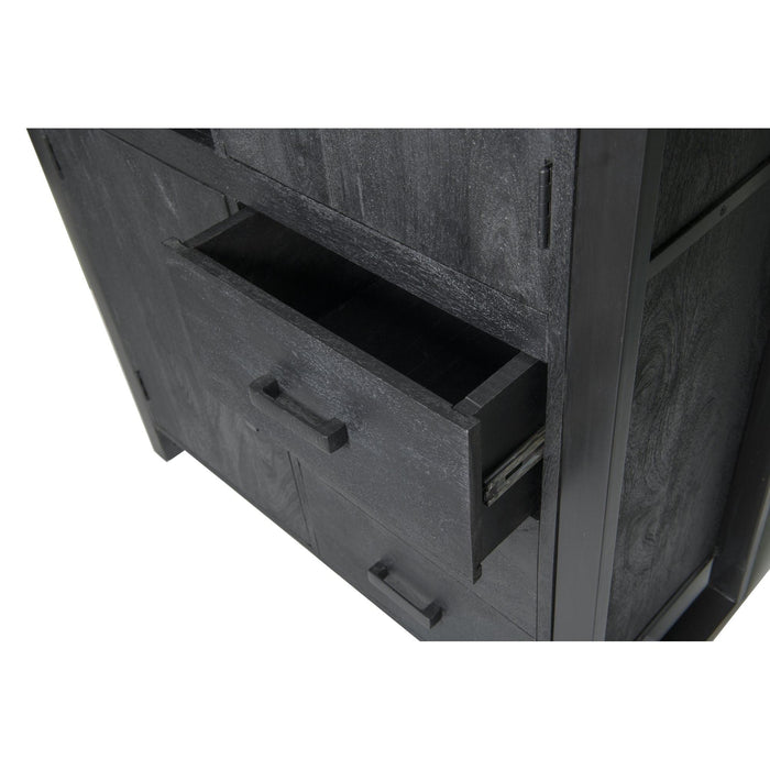 Kast Norris Mangohout Zwart 100x43x150 cm-Opbergkasten-Livingfurn