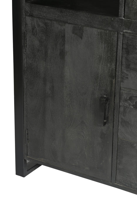 Kast Norris Mangohout Zwart 100x43x150 cm-Opbergkasten-Livingfurn