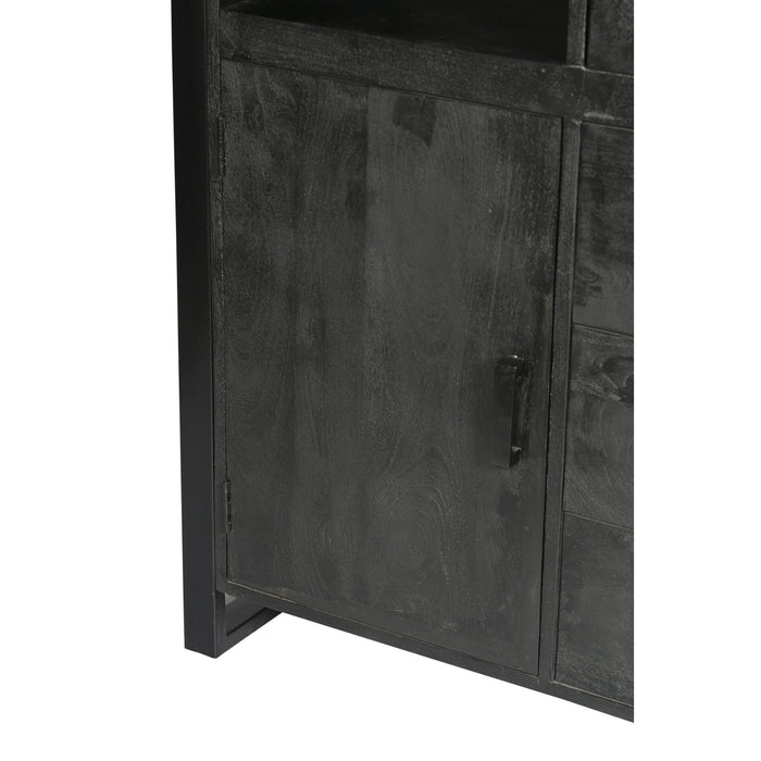 Kast Norris Mangohout Zwart 100x43x150 cm-Opbergkasten-Livingfurn