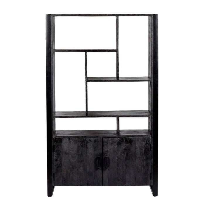 Kast Norris Mangohout Zwart 110x43x180 cm-Opbergkasten-Livingfurn