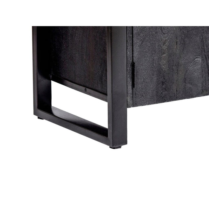 Kast Norris Mangohout Zwart 110x43x180 cm-Opbergkasten-Livingfurn