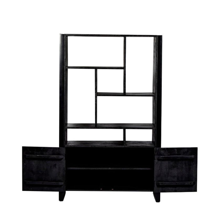 Kast Norris Mangohout Zwart 110x43x180 cm-Opbergkasten-Livingfurn