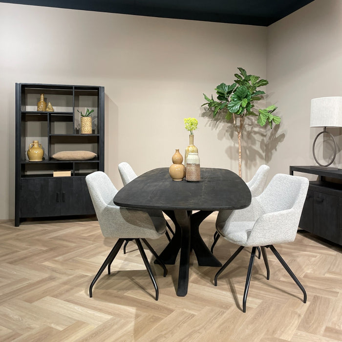 Kast Norris Mangohout Zwart 110x43x180 cm-Opbergkasten-Livingfurn