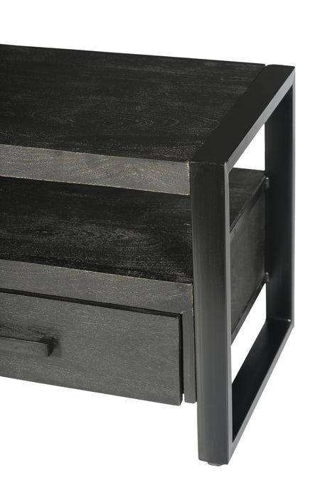Kast Norris Mangohout Zwart 120x45x50 cm-TV-meubels-Livingfurn
