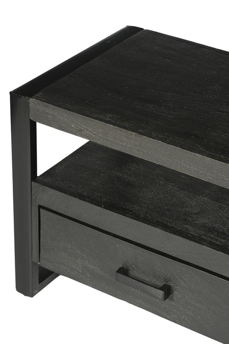 Kast Norris Mangohout Zwart 120x45x50 cm-TV-meubels-Livingfurn