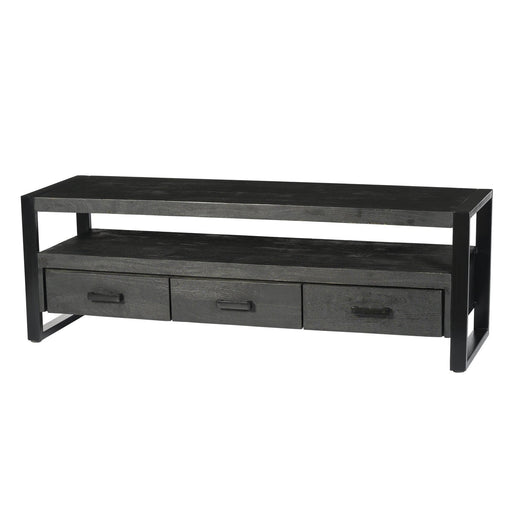 Kast Norris Mangohout Zwart 150x45 cm-Opbergkasten-Livingfurn