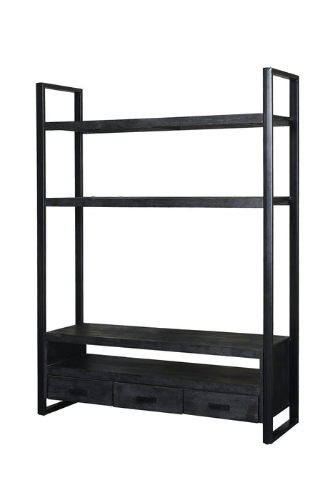 Kast Norris Mangohout Zwart 150x45x200 cm-TV-meubels-Livingfurn