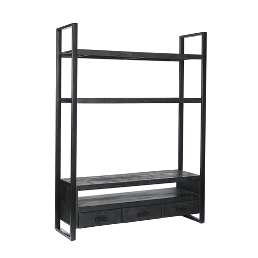 Kast Norris Mangohout Zwart 150x45x200 cm-TV-meubels-Livingfurn