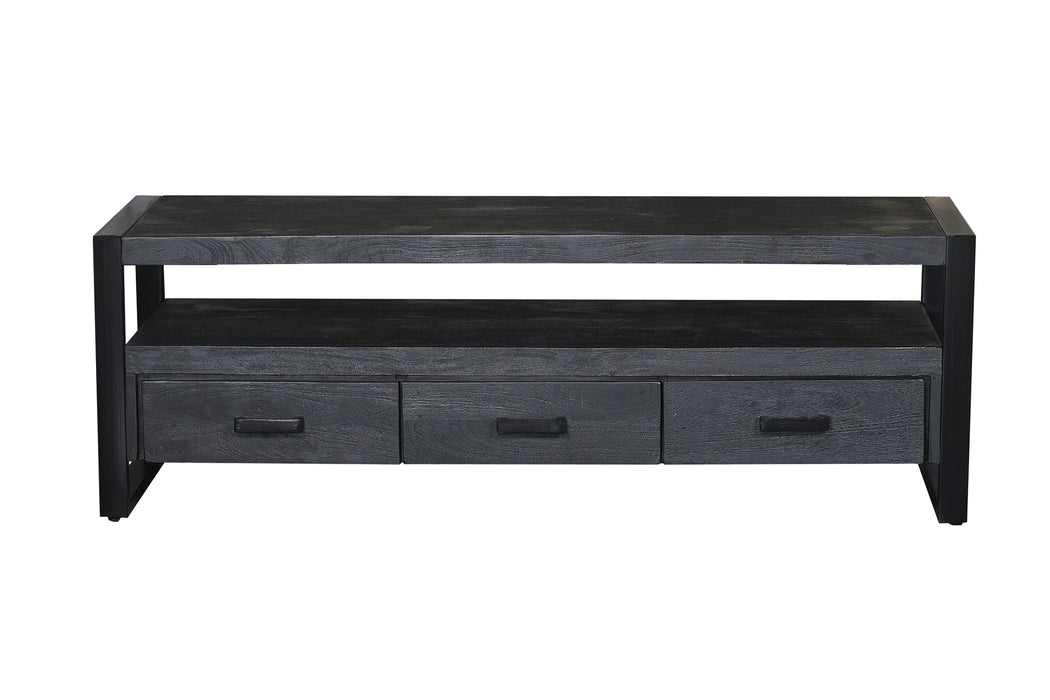 Kast Norris Mangohout Zwart 150x45x50 cm-TV-meubels-Livingfurn