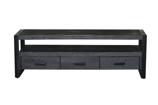 Kast Norris Mangohout Zwart 150x45x50 cm-TV-meubels-Livingfurn