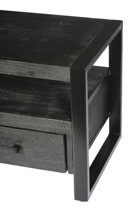 Kast Norris Mangohout Zwart 150x45x50 cm-TV-meubels-Livingfurn