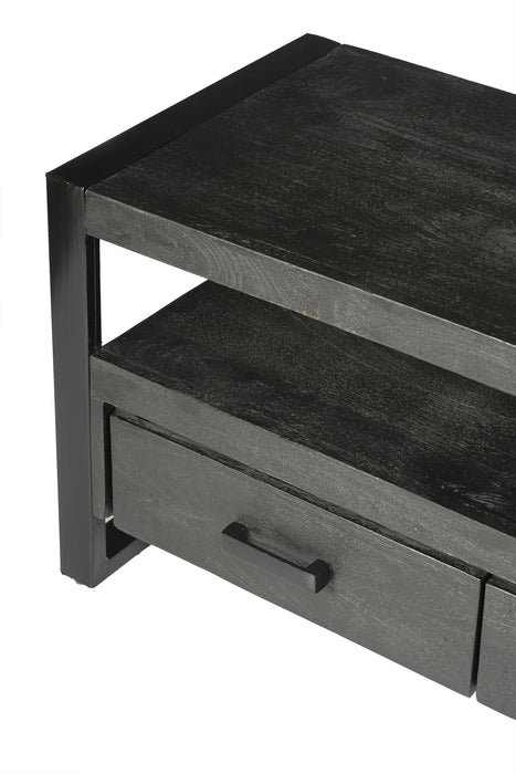Kast Norris Mangohout Zwart 150x45x50 cm-TV-meubels-Livingfurn