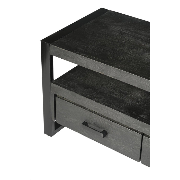 Kast Norris Mangohout Zwart 150x45x50 cm-TV-meubels-Livingfurn