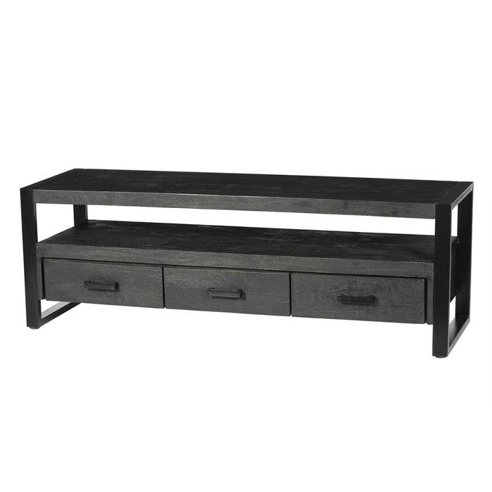 Kast Norris Mangohout Zwart 150x45x50 cm-TV-meubels-Livingfurn