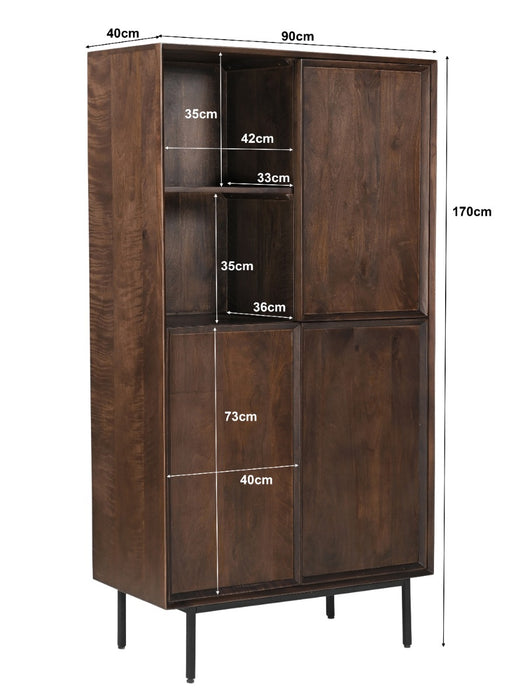Kast Ravenstein Mangohout Bruin 170x40x90 cm-Opbergkasten-Livingfurn