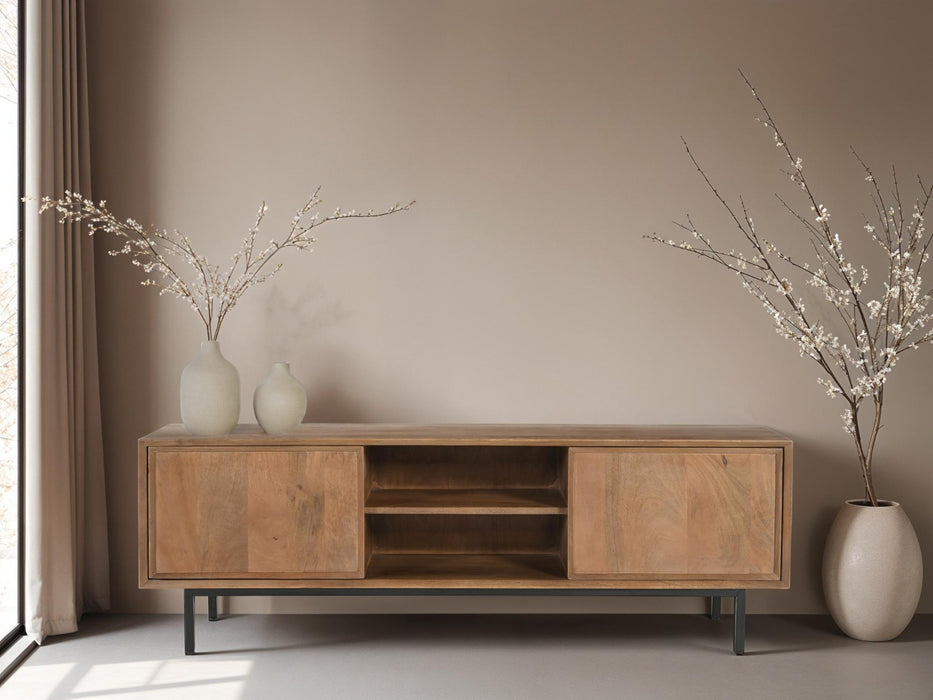 Kast Ravenstein Mangohout Naturel hout 40x50x150 cm-TV-meubels-Livingfurn