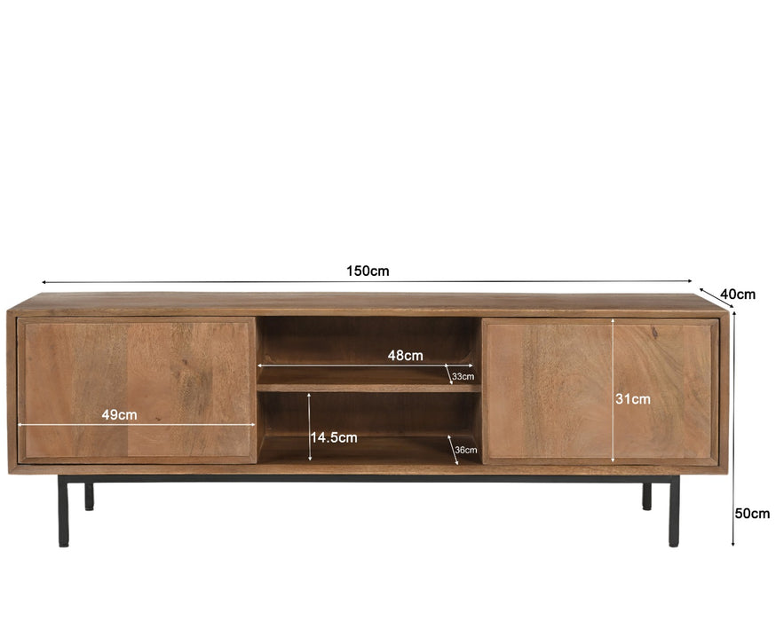 Kast Ravenstein Mangohout Naturel hout 40x50x150 cm-TV-meubels-Livingfurn