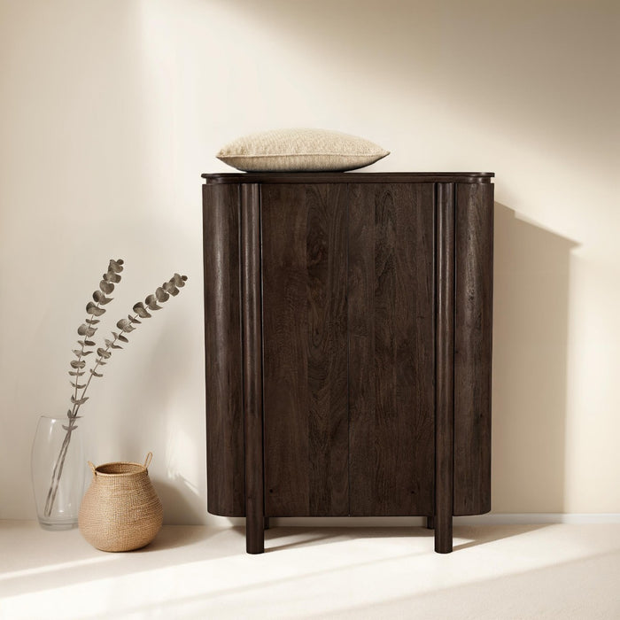 Kast Salano Mangohout Bruin 115x43x150 cm-Opbergkasten-Livingfurn