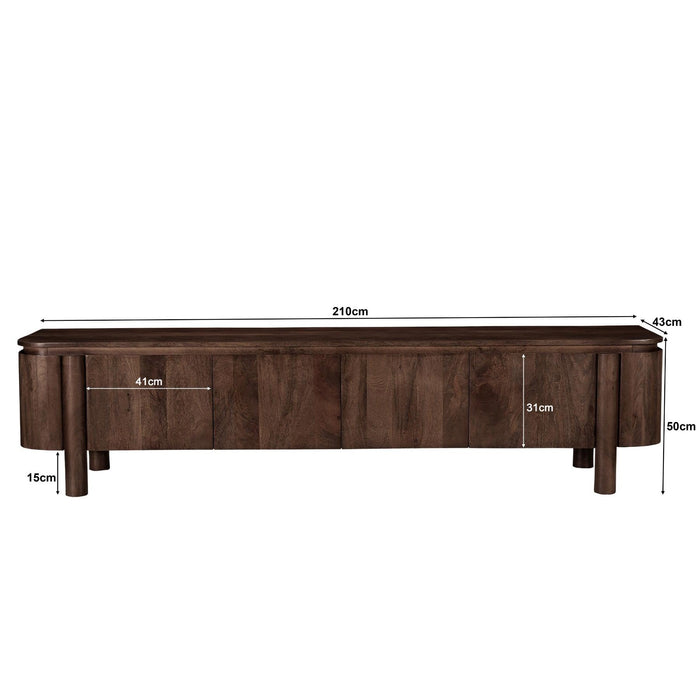 Kast Salano Mangohout Bruin 210x43x50 cm-TV-meubels-Livingfurn