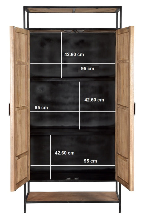 Kast Sturdy Mangohout Naturel hout 100x40x210 cm-Opbergkasten-Livingfurn