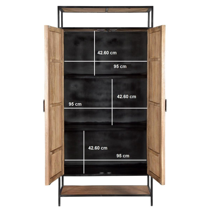 Kast Sturdy Mangohout Naturel hout 100x40x210 cm-Opbergkasten-Livingfurn