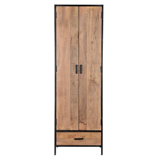 Kast Sturdy Mangohout Naturel hout 65x40x200 cm-Opbergkasten-Livingfurn