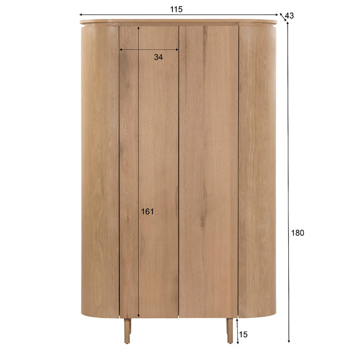 Kast Tobago Eikenhout fineer Naturel hout 115x43x180 cm-Opbergkasten-Livingfurn