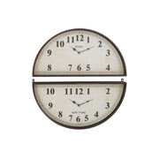Klok 2 Pieces Paris London Metaal Bruin 74x34x7 cm-Klokken-J-Line