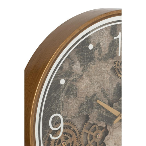 Klok Europe Map MDF Goud L 10x60x60 cm-Klokken-J-Line