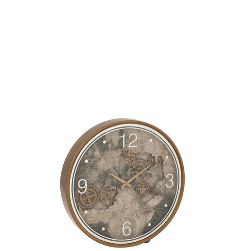 Klok Europe Map MDF Goud L 10x60x60 cm-Klokken-J-Line