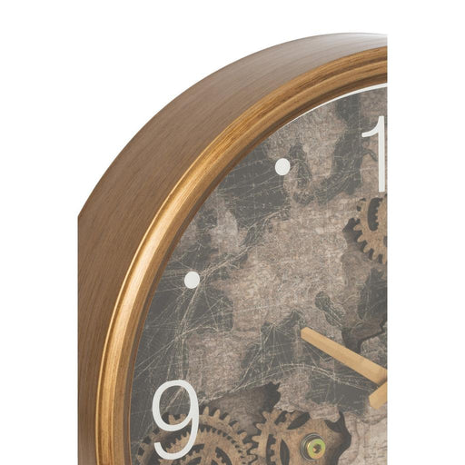 Klok Europe Map MDF Goud S 9x39x39 cm-Klokken-J-Line