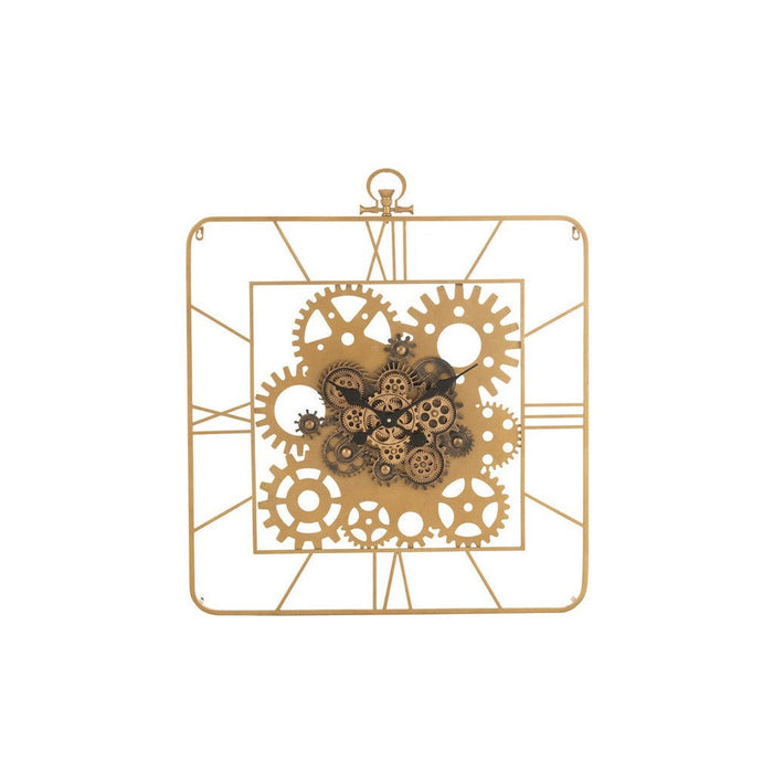 Klok Goud Metaal Vierkant 91x78 cm-Klokken-J-Line