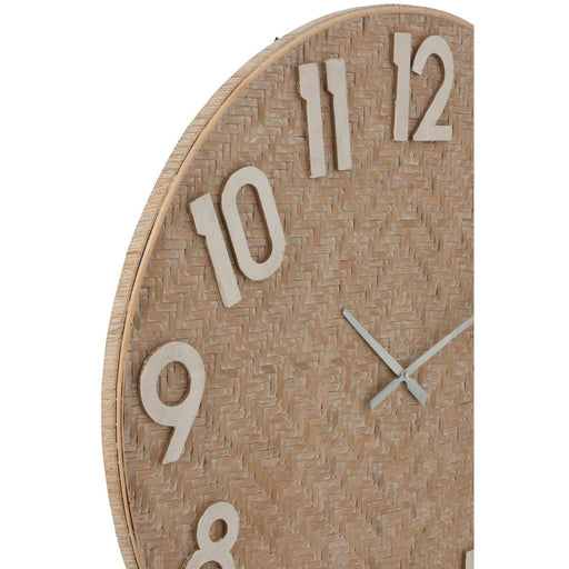 Klok Naturel Riet Rond 92 cm 91.5x91.5x4 cm-Klokken-J-Line