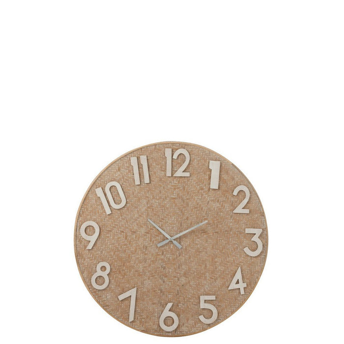 Klok Naturel Riet Rond 92 cm-Wanddecoratie-J-Line