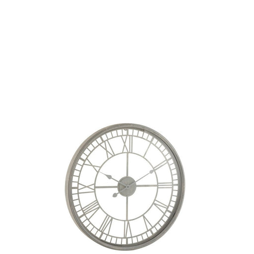 Klok Romeinse cijfers Metaal/Glas Grijs 67x67x6.5 cm-Klokken-J-Line