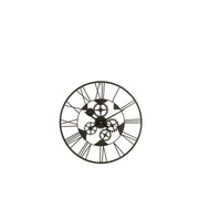 Klok Romeinse cijfers Wheels Metaal Zwart S 4x60x60 cm-Klokken-J-Line