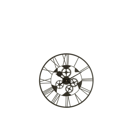 Klok Romeinse cijfers Wheels Metaal Zwart S 4x60x60 cm-Klokken-J-Line