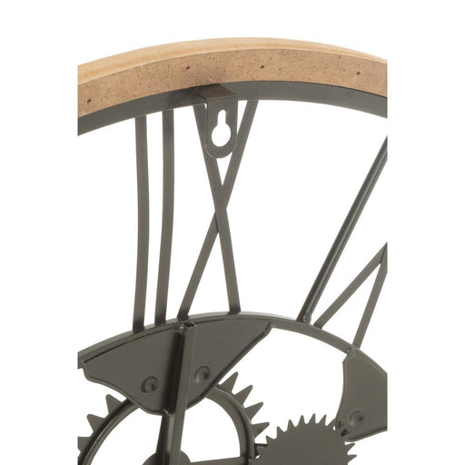 Klok Romeinse cijfers Wheels Metaal/Hout Zwart S 4.5x60x60 cm-Klokken-J-Line