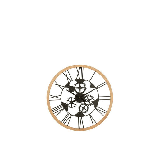 Klok Romeinse cijfers Wheels Metaal/Hout Zwart S 4.5x60x60 cm-Klokken-J-Line