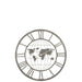 Klok Romeinse cijfers World Map Metaal Grijs-Wanddecoratie-J-Line